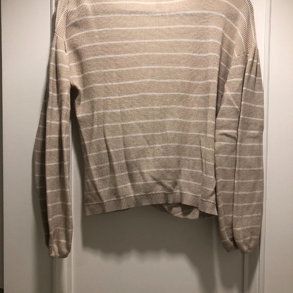 Abound Nordstrom Striped Wrap Front Sweater Cream/White Size M - Picture 2 of 2
